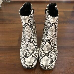 Snake Skin Black and White Booties